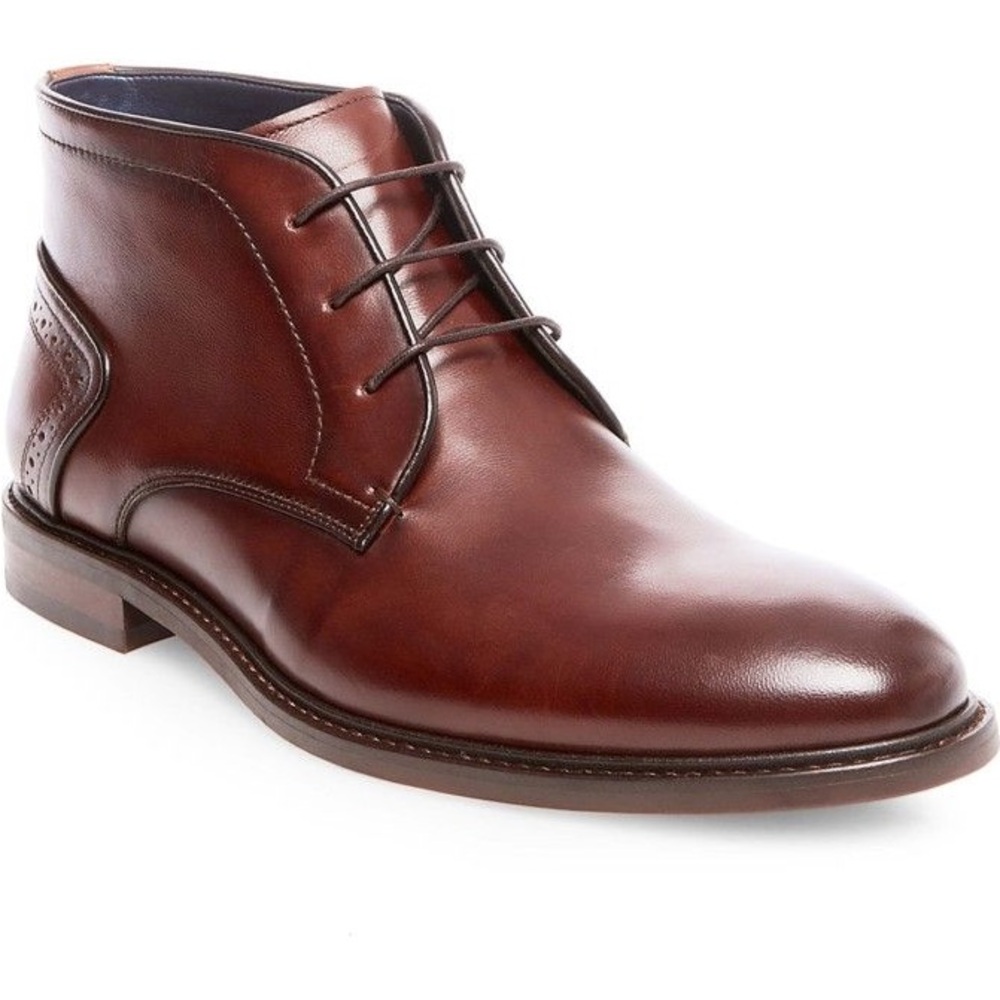 Steve Madden Bowen Mens 10.5 Brown‎ Leather Chukka Dress Boots Wingtip Detail